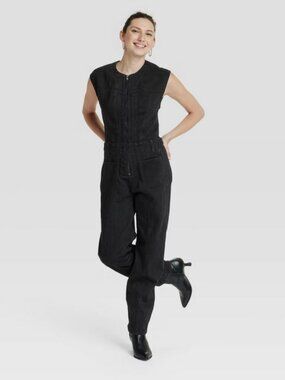 Women's Tailored Denim Jumpsuit - Universal Thread Black 6